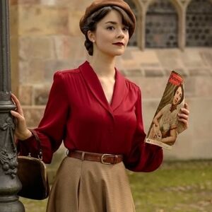 NWT Gaala x Shirinatra Julie Blouse Burgundy S